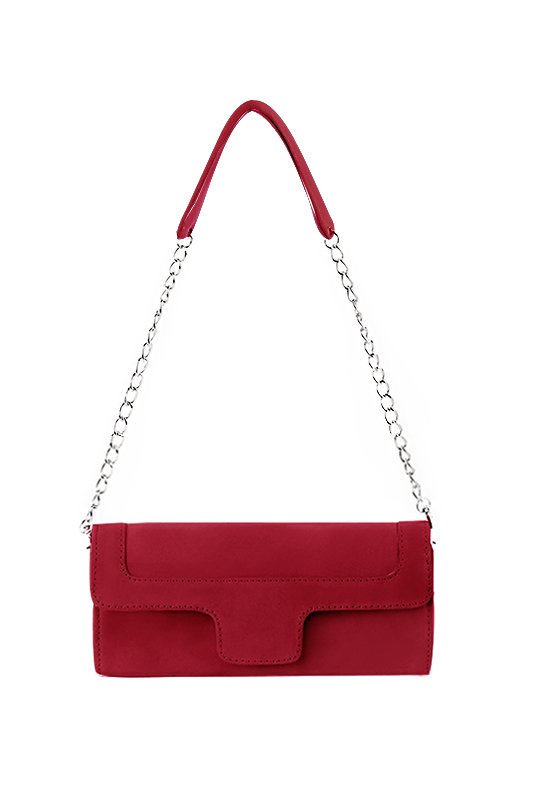 Dress clutch for wedding and parties in cardinal red leather - Top view